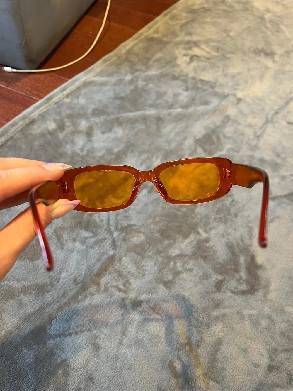SHEIN Orange Rectangular Translucent Sunglasses